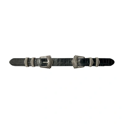 Maje 123 A Double Grunge Leather Belt In Noir