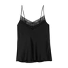 Maje Leatoni Silk Satin And Lace Camisole Top In Noir