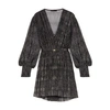 Maje Women's Short Metallic Dress In Noir_argent