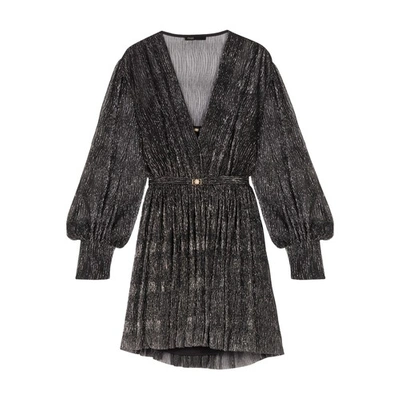 Maje Women's Short Metallic Dress In Black Glitter