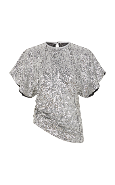 Rabanne Metallic Asymmetric Top In Silver