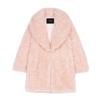 Maje Faux Fur Coat In Rose_poudre