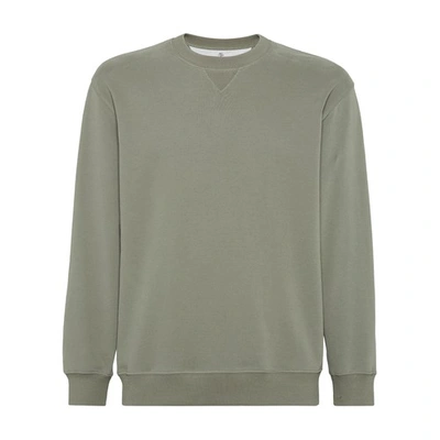 Brunello Cucinelli Cotton Sweatshirt In Vert_kaki