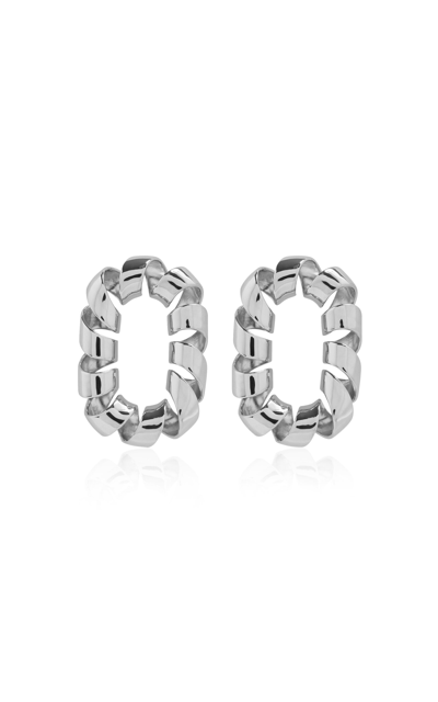 Rabanne Xl Link Twist Earrings In Silver