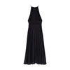 Maje Womens Noir / Gris Villy Halter-neck Pleated Satin Maxi Dress In Noir