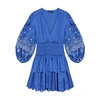 Maje Lace Sleeve Double Layer Dress In Bleu