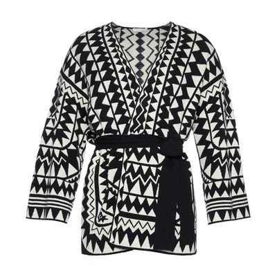 Eres Apache Geometric-jacquard Kimono In Noir_ivoire