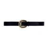 Maje Alma Diamante-encrusted Leather Buckle Belt In Noir / Gris