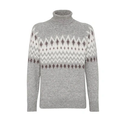 Brunello Cucinelli Jacquard Sweater In Gris
