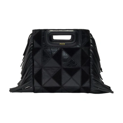Maje Mini M Leather Shoulder Bag In Black