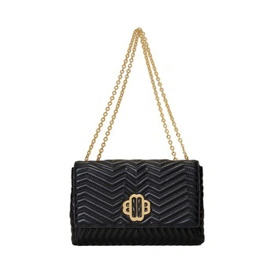 Maje Clover Quilted Crossbody Bag In Noir / Gris