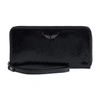 Zadig & Voltaire Compagnon Wing-embellished Textured-leather Wallet In Black
