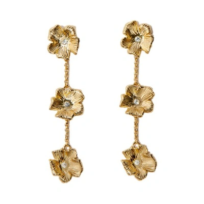 Maje Womens Or Flower Crystal-embellished Brass Earrings