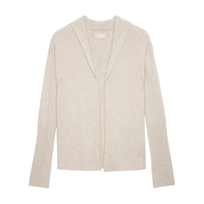 Zadig & Voltaire Cosani Hooded Cashmere Cardigan In Mastic