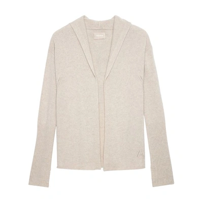 Zadig & Voltaire Daffy Cashmere Embellished Cardigan In Beige