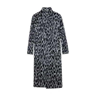 Zadig & Voltaire Leopard-print Cardigan Coat In Ardoise