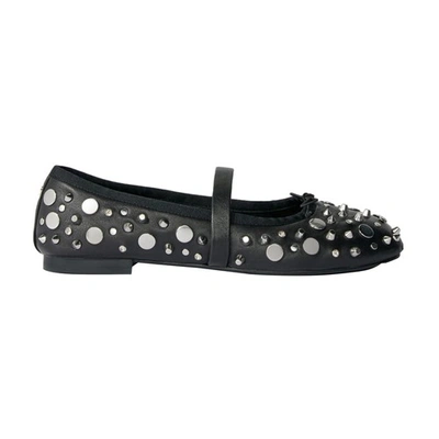 Maje Ballet Flats With Silver-tone Studs In Noir