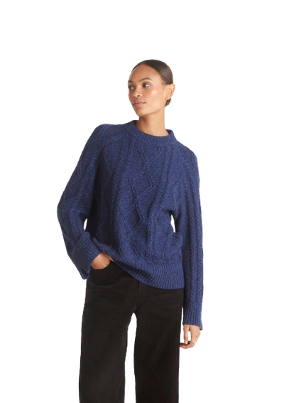 Loop Cashmere Cashmere Cable Jumper In Deep Blue