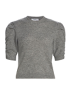 FRAME WOMEN'S RUCHED SLEEVE CASHMERE-WOOL SWEATER