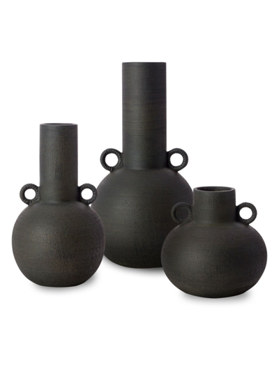 Surya Acanceh 3-piece Vase Set In Black