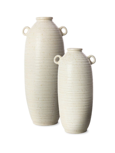 Surya Kushan Ceramic 2-piece Vase Set In Cream