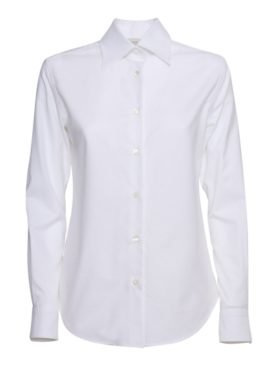 Mazzarelli Button-up Long-sleeve Shirt In White