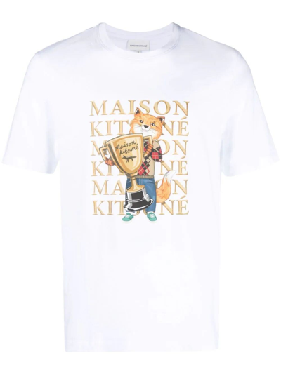 Maison Kitsuné Fox Champion Cotton T-shirt In White