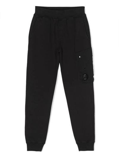 C.p. Company Kids' Lens-patch Cargo Track Trousers In Black