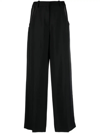 Mugler Cut-out Wide-leg Tailored Trousers In Black