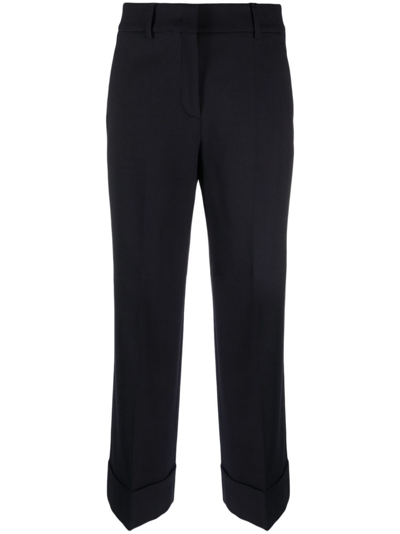Incotex Pressed-crease Cotton-blend Tailored Trousers In Blue