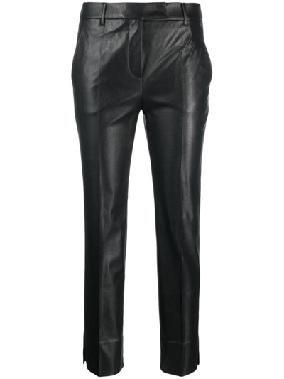 INCOTEX STRETCH FAUX LEATHER SLIM FIT TROUSERS