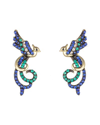 Eye Candy La Cz Bird Dangle Earrings In Blue