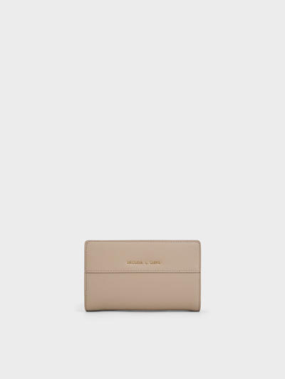Charles & Keith Top-zip Short Wallet In Taupe
