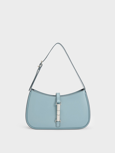 Charles & Keith Cesia Metallic Accent Shoulder Bag In Blue