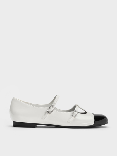 Charles & Keith Double-strap T-bar Mary Janes In White