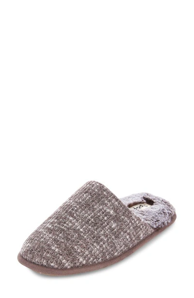 Floopi Aurora Knit Scuff Slipper With Faux Fur Lining In Brown