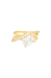 Covet Split Shank Cz Ring In Gold