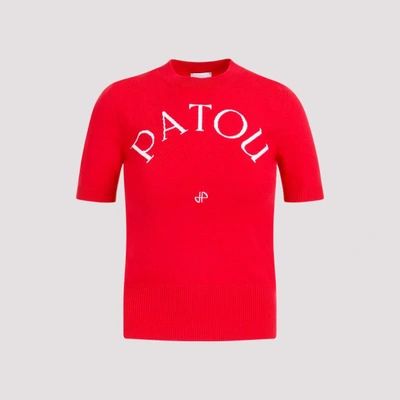Patou Intarsia Knit-logo Knitted Top In R Racing Red