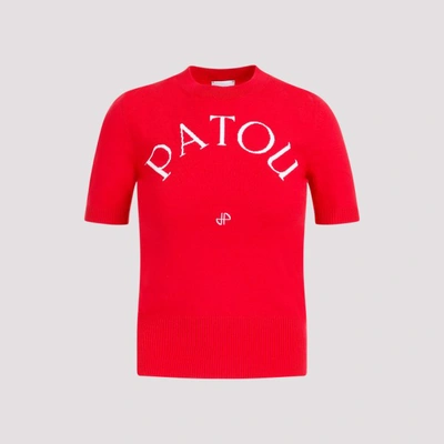 Patou Intarsia Knit-logo Knitted Top In Red
