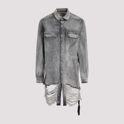 Rick Owens Drkshdw Outershirt Jacket In Mineral Fringed