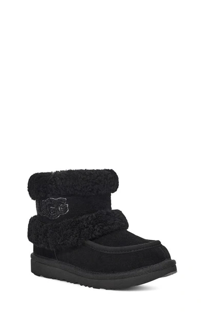 Ugg Kids' Ultra Mini Fluff Genuine Shearling Boot In Black/black