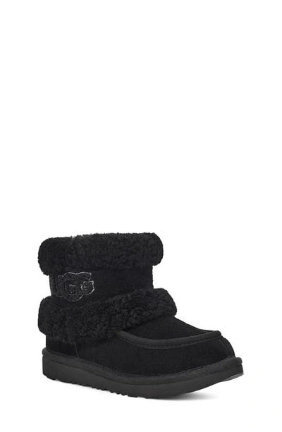 Ugg (r) Kids' Ultra Mini Fluff Genuine Shearling Boot In Black/black