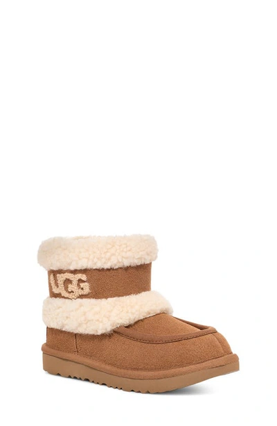 Ugg Kids' Ultra Mini Fluff Genuine Shearling Boot In Chestnut/chestnut