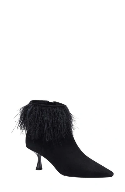 Kate Spade Marabou Pointed Toe Bootie In Black