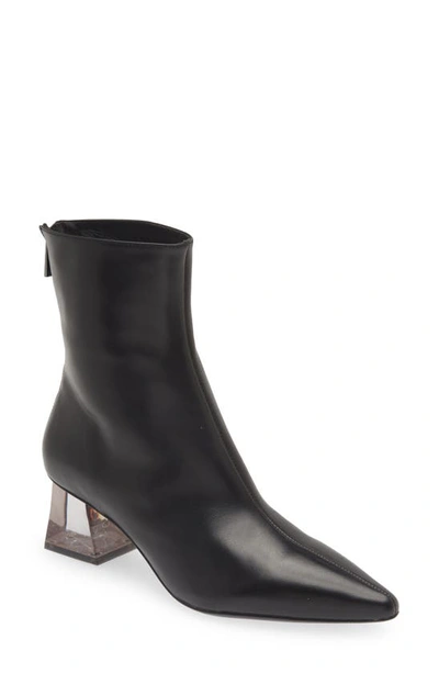 Koko + Palenki Fortunate Translucent Heel Zip Bootie In Black Leather