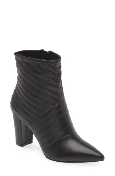 Koko + Palenki Astrology Quilted Pointed Toe Bootie In Black Leather