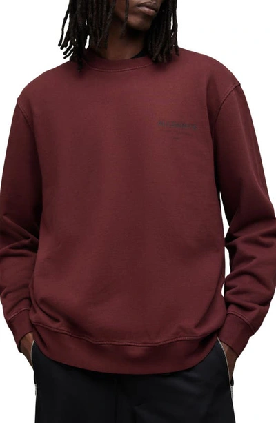 Allsaints Underground Logo Organic Cotton Graphic Sweatshirt In Mars Red