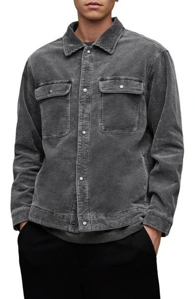 Allsaints Castleford Corduroy Relaxed Fit Shirt In Grey