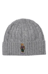 Polo Ralph Lauren Heritage Bear Cable Knit Wool & Cashmere Beanie In Andover Heather