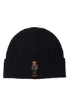 Polo Ralph Lauren Heritage Bear Cable Knit Wool & Cashmere Beanie In Polo Black